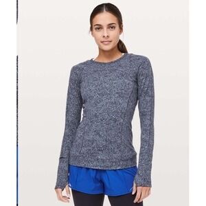 Lululemon Cypress Kiss Long Sleeve Top Black Gray Fusion Jacquard Pullover Sz 6‎